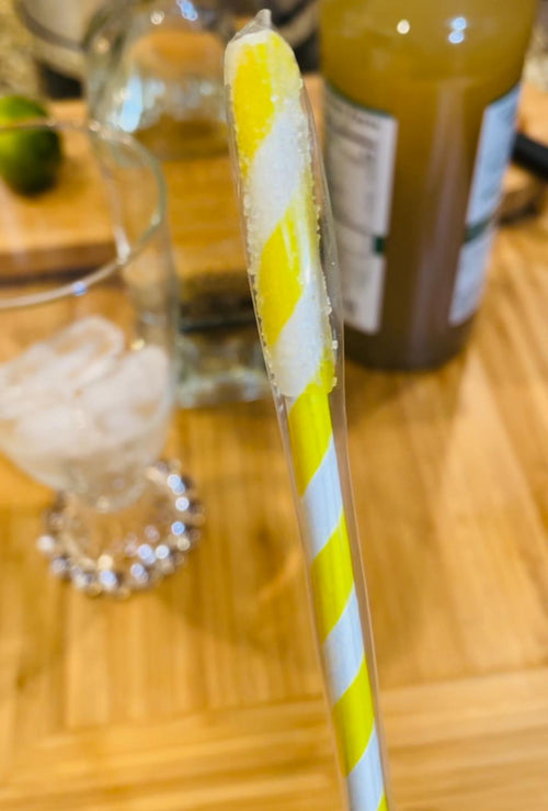 Sugar Daisey: Sugared Paper Straws with Yellow Stripes