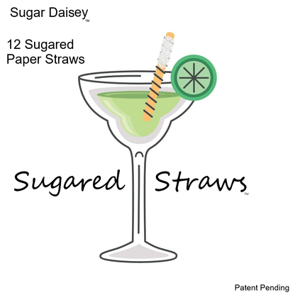 Sugar Daisey: Sugared Paper Beverage Straw Yellow Stripes