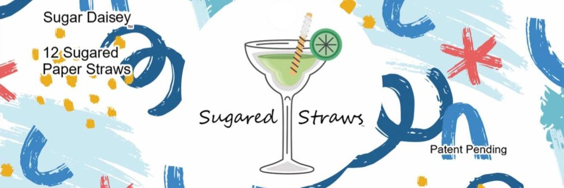 Sugar Daisey: Sugared Paper Beverage Straw Yellow Stripes