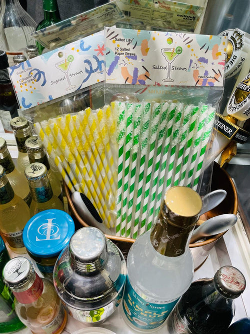 Sugar Daisey: Sugared Paper Straws with Yellow Stripes